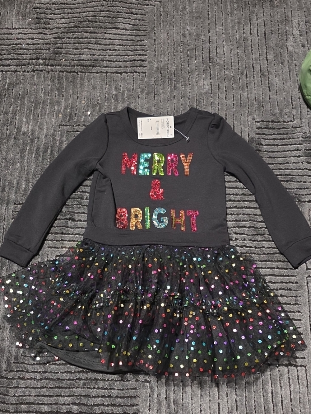 Merry & Bright Black Sequin Tulle Dress